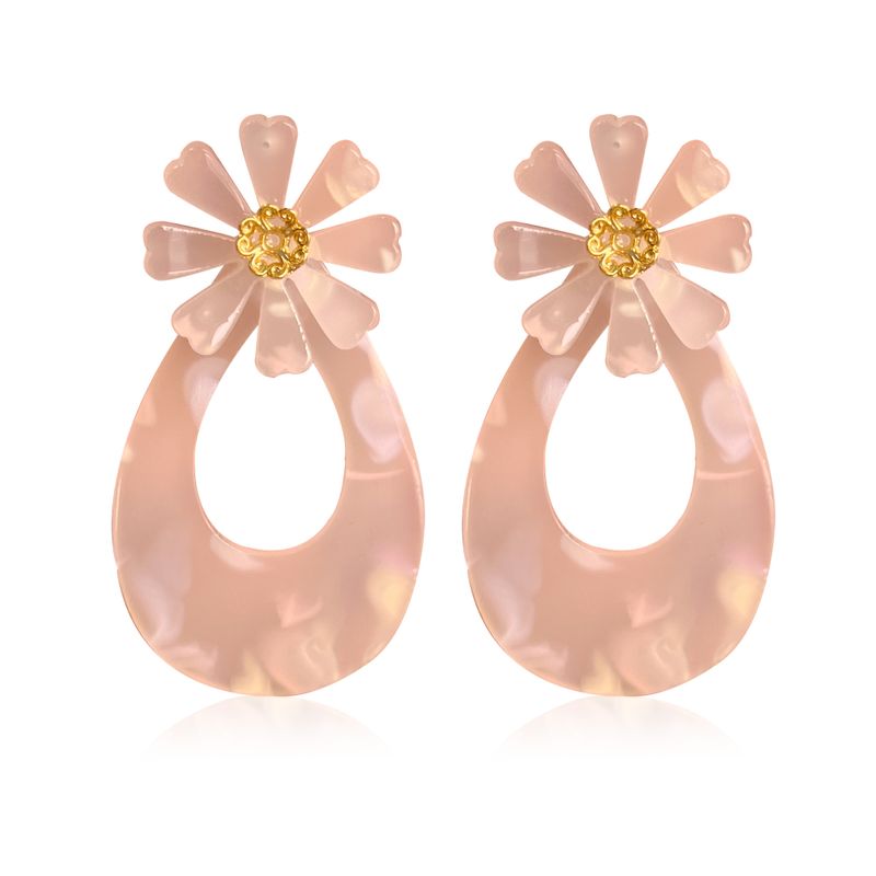 1 Pair Classic Style Flower Plastic Resin Drop Earrings
