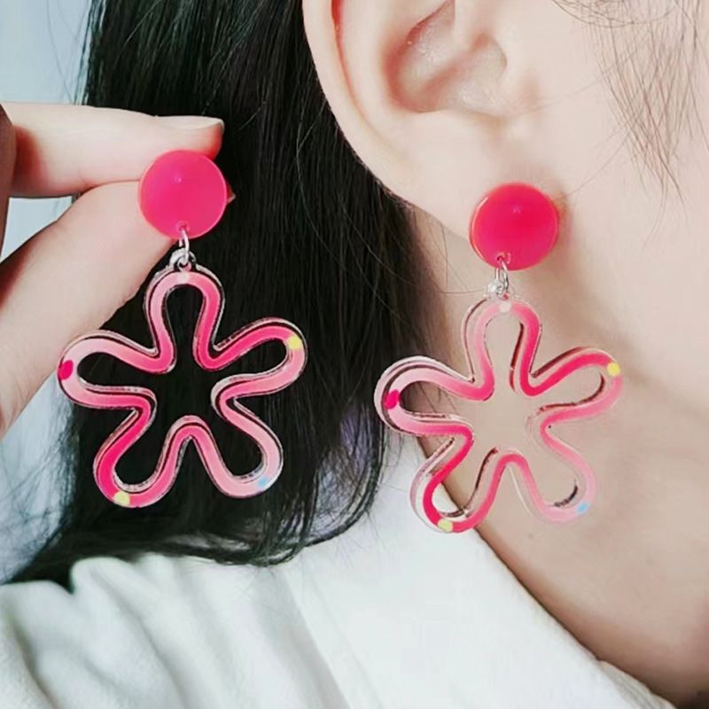 1 Pair Simple Style Flower Arylic Drop Earrings