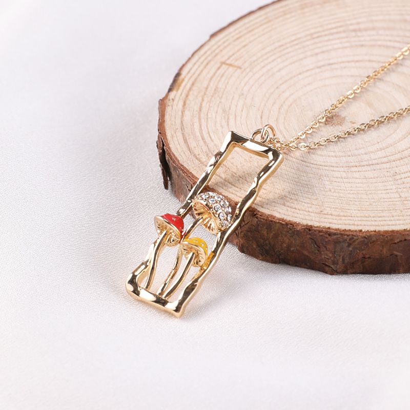 Elegant Streetwear Mushroom Copper Plating Inlay Zircon Pendant Necklace