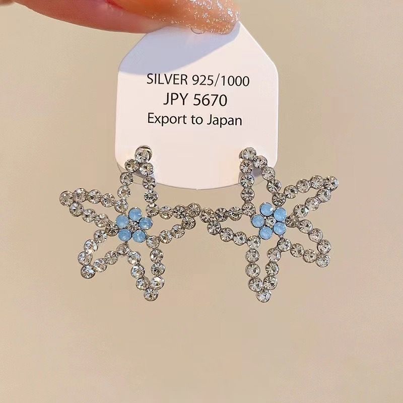 Wholesale Jewelry Elegant Lady Starfish Alloy Zircon Plating Inlay Ear Studs