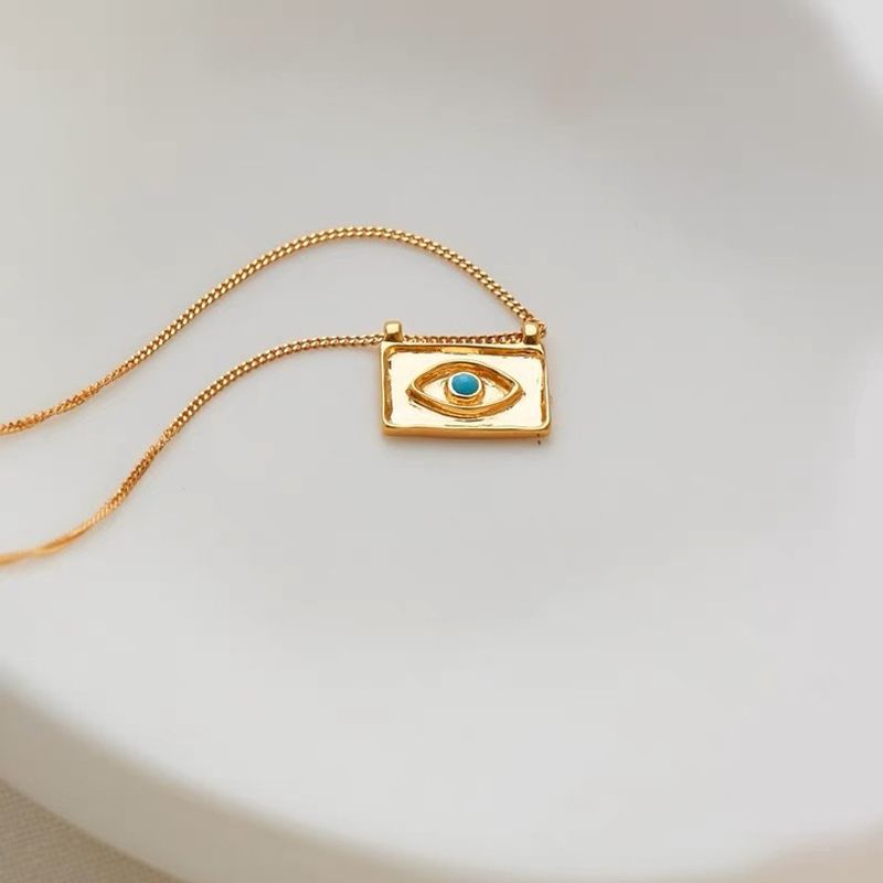 Ig-stil Einfacher Stil Teufels Auge Einfarbig Sterling Silber Überzug Inlay Künstliche Edelsteine 18 Karat Vergoldet Halskette