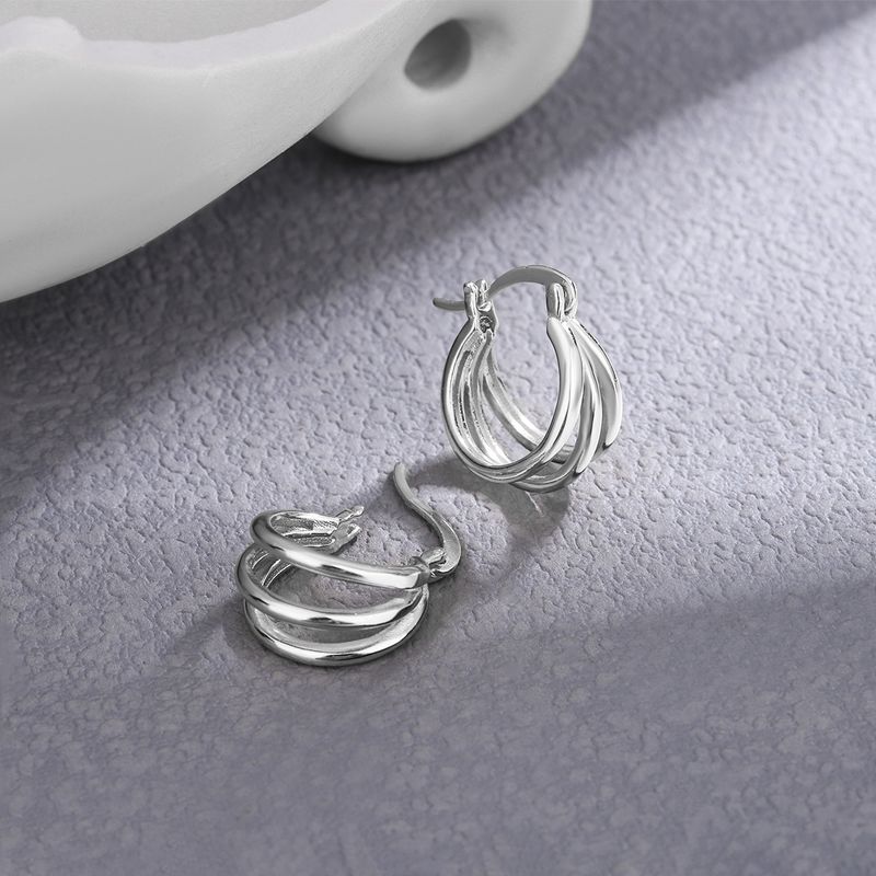 1 Pair Elegant Solid Color Plating Inlay Sterling Silver Zircon Ear Studs