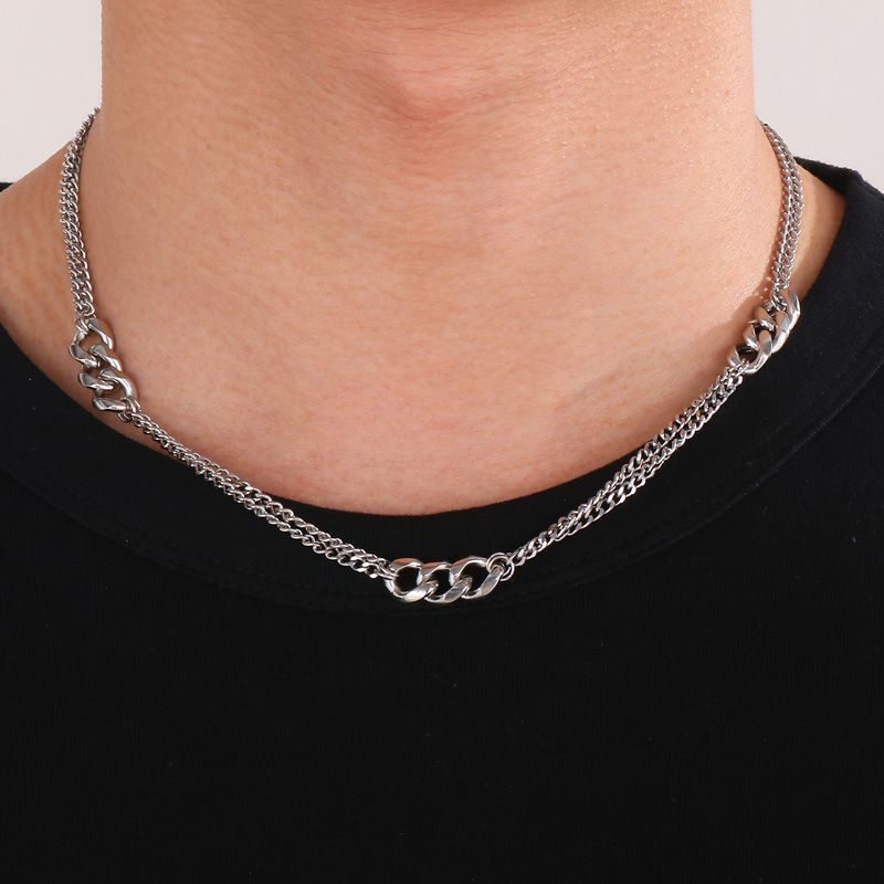 Basic Geometric Titanium Steel Men's Necklace