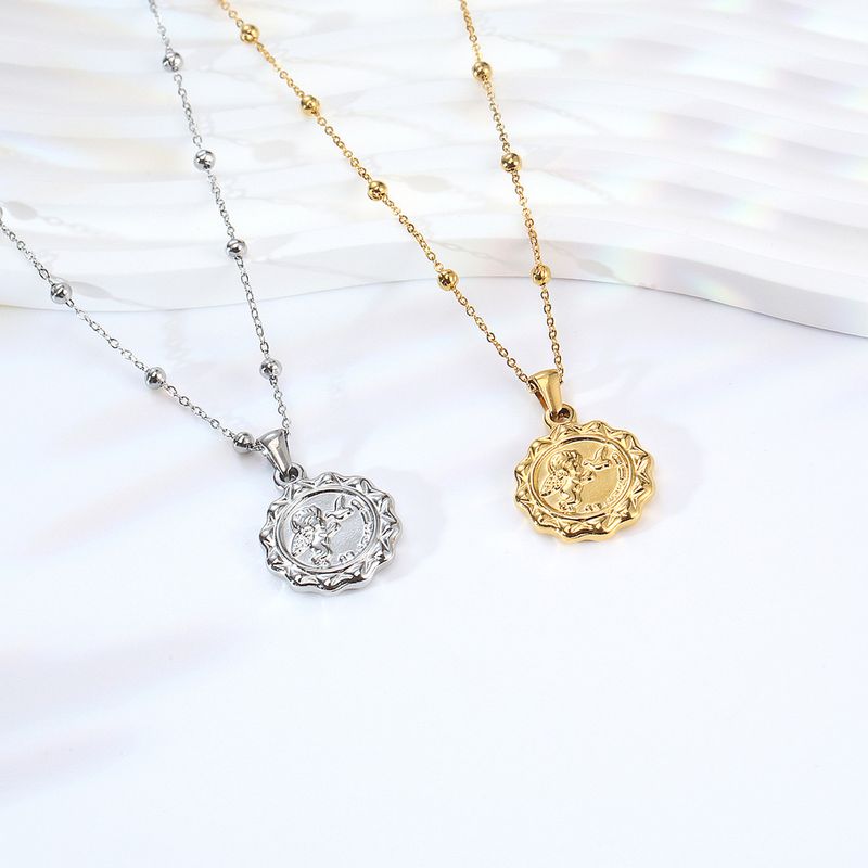 304 Stainless Steel 18K Gold Plated Simple Style Plating Solid Color Pendant Necklace