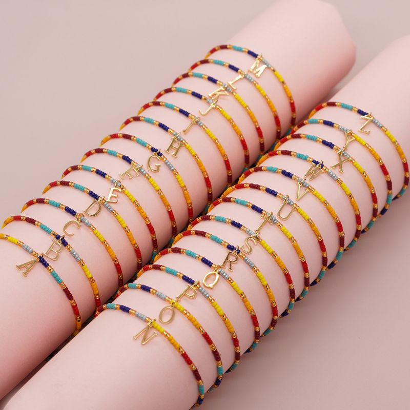 Einfacher Stil Brief Glas Seil Paar Armbänder