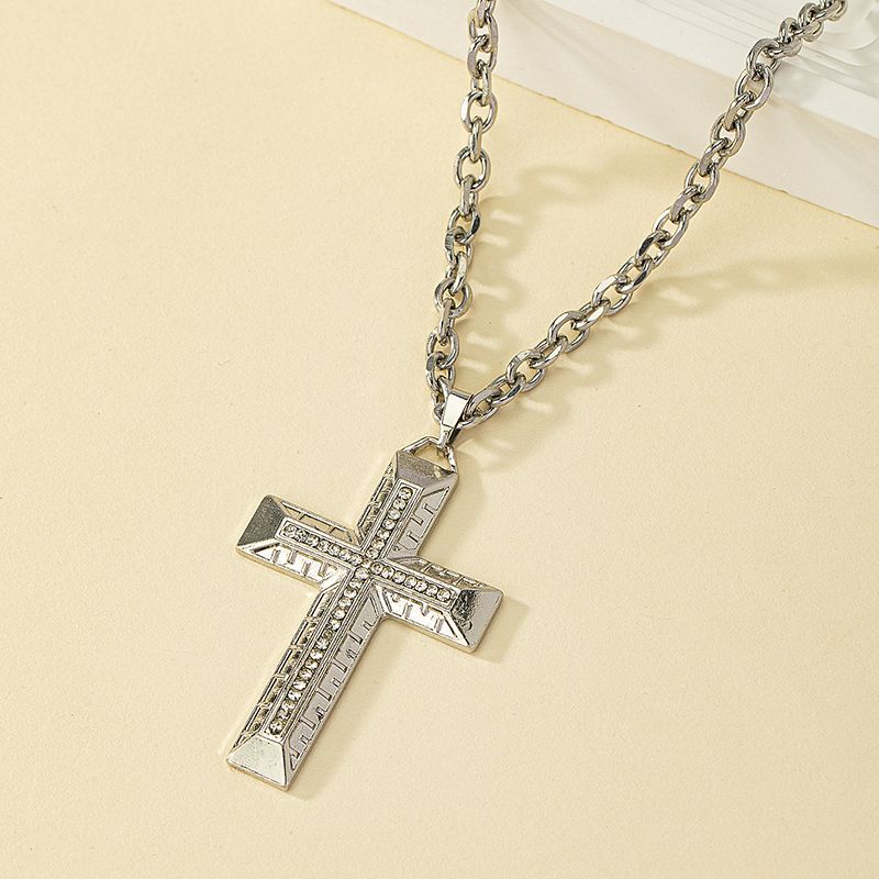 Ig Style Punk Cool Style Cross Alloy Ferroalloy Silver Plated Unisex Pendant Necklace