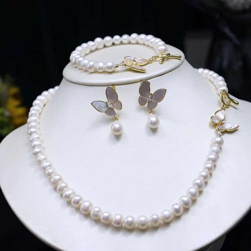 Simple Style Butterfly Freshwater Pearl Jewelry Set In Bulk