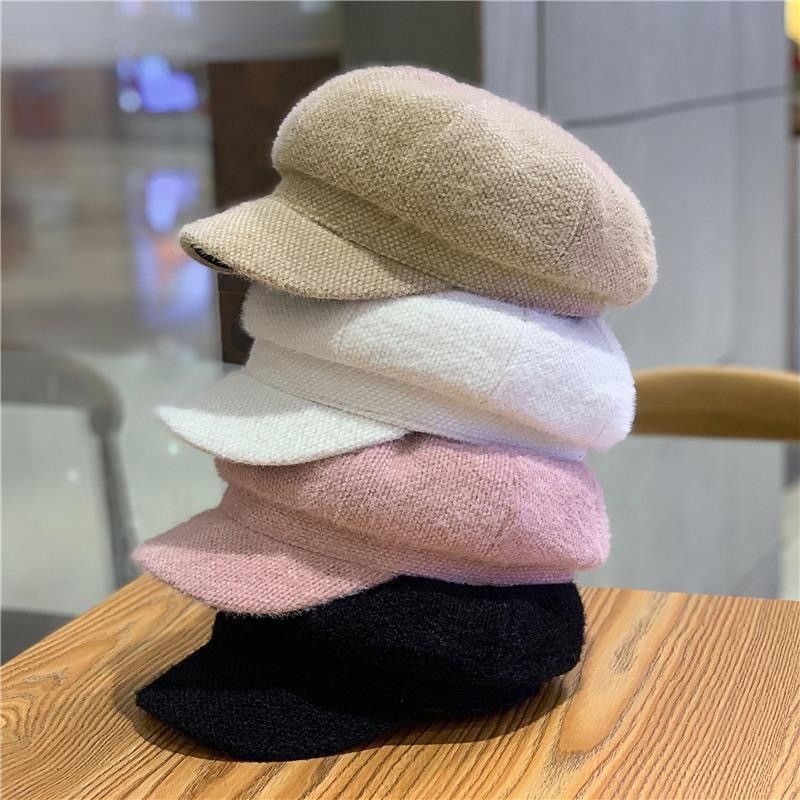 Women's Elegant Classic Style Solid Color Curved Eaves Beret Hat