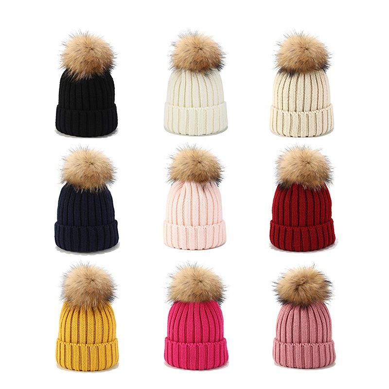 Unisex Basic Classic Style Solid Color Pom Poms Eaveless Wool Cap