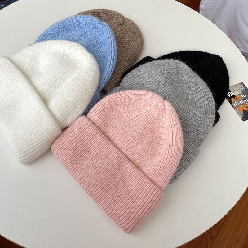 Femmes Style Simple Couleur Unie Sans Gouttière Bonnet De Laine