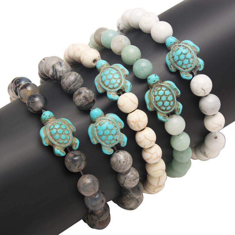 Style Simple Rond Turquoise Oeil De Tigre Perlé Bracelets