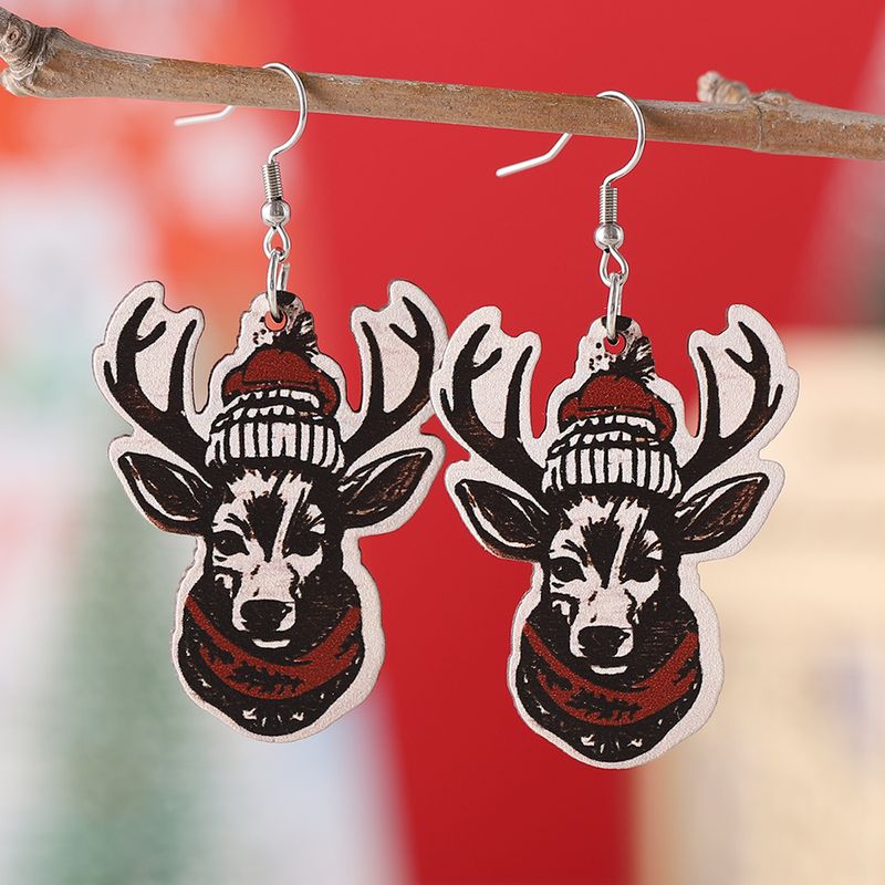 1 Pair Retro Elk Wood Drop Earrings
