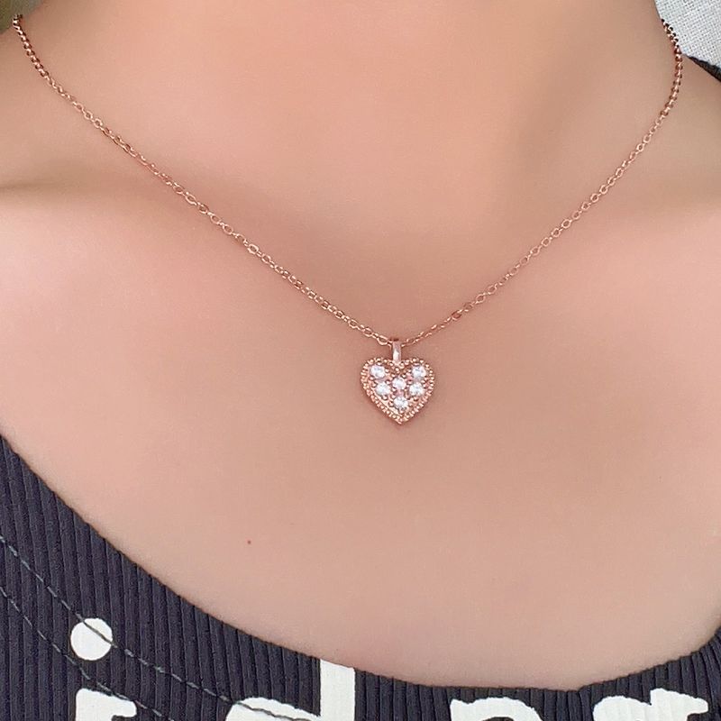 Wholesale IG Style Original Design Classic Style Heart Shape Smiley Face Bow Knot Copper Plating Inlay K Gold Plated Rhodium Plated Zircon Pendant Necklace