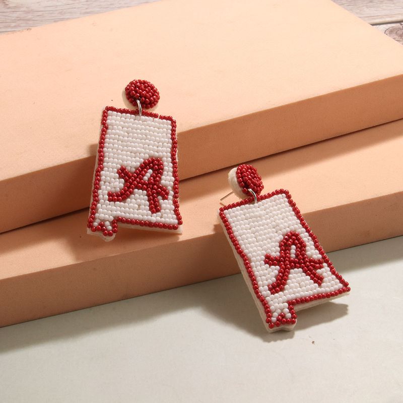 1 Pair Simple Style Artistic Letter Beaded Handmade Glass Drop Earrings
