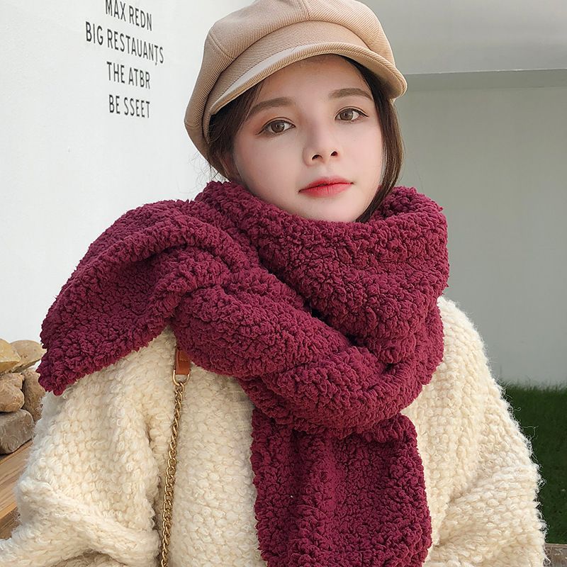 Women's Simple Style Solid Color Fleece Scarf