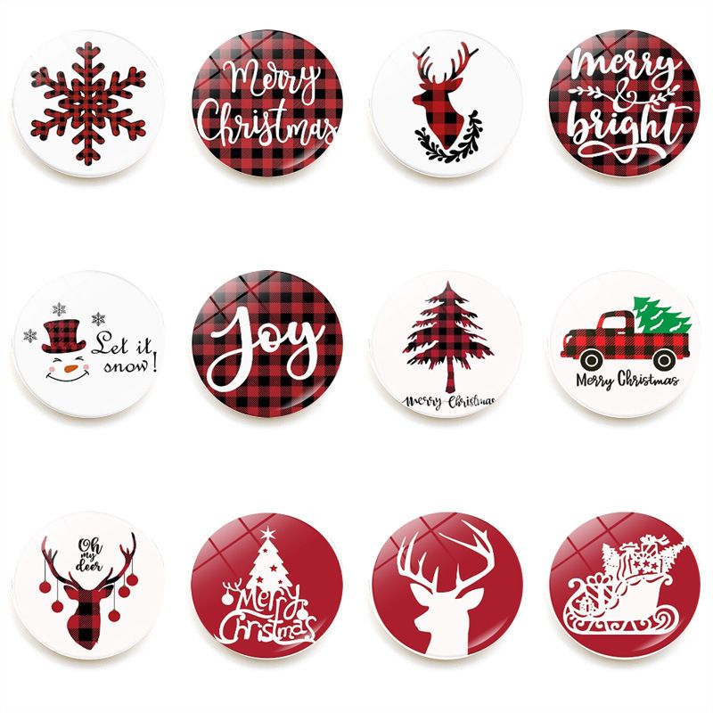 Christmas Snowflake Elk Refridgerator Magnets Crystal Glass Magnetic Creative Whiteboard Stickers Home Decorations 25mm