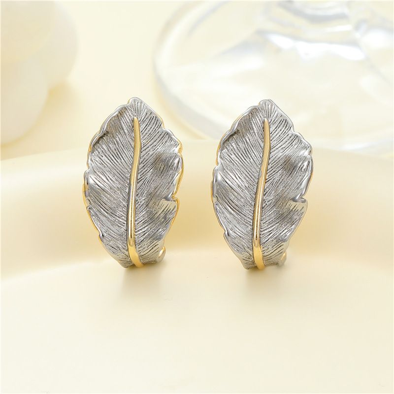 1 Pair Simple Style Leaf Plating Copper Ear Studs