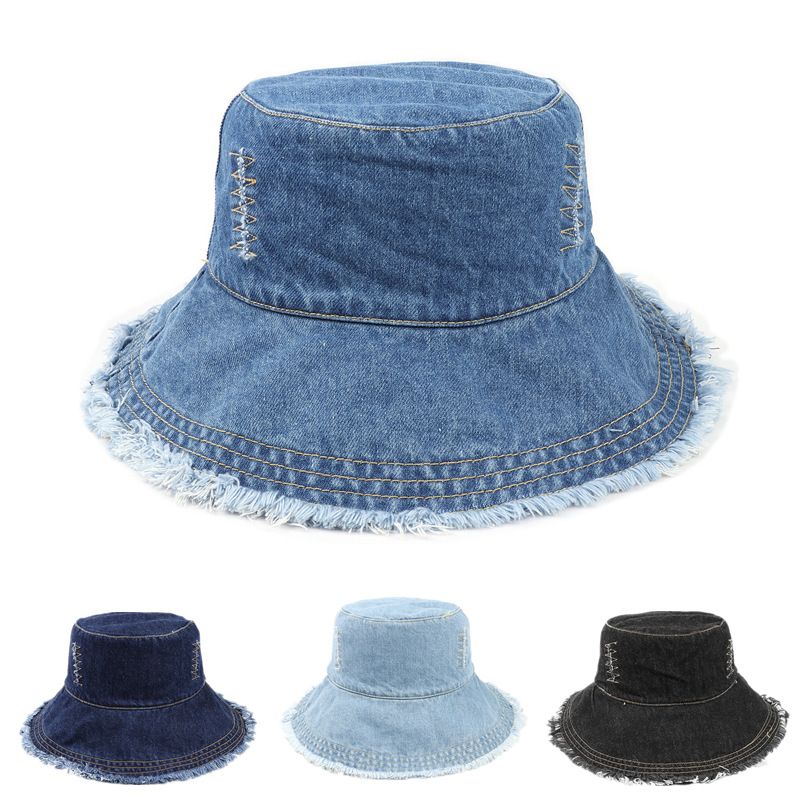Unisex Basic Cowboy-stil Moderner Stil Einfarbig Breite Traufen Bucket Hat