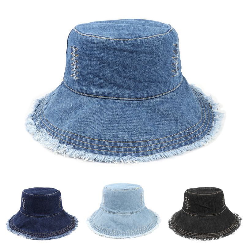 Unisexe De Base Style Cow-boy Style Moderne Couleur Unie Avant-toit Large Chapeau Seau