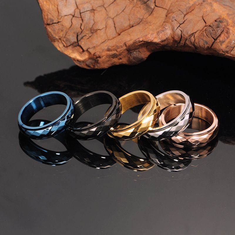 Classic Style Solid Color Titanium Steel Plating Men's Rings