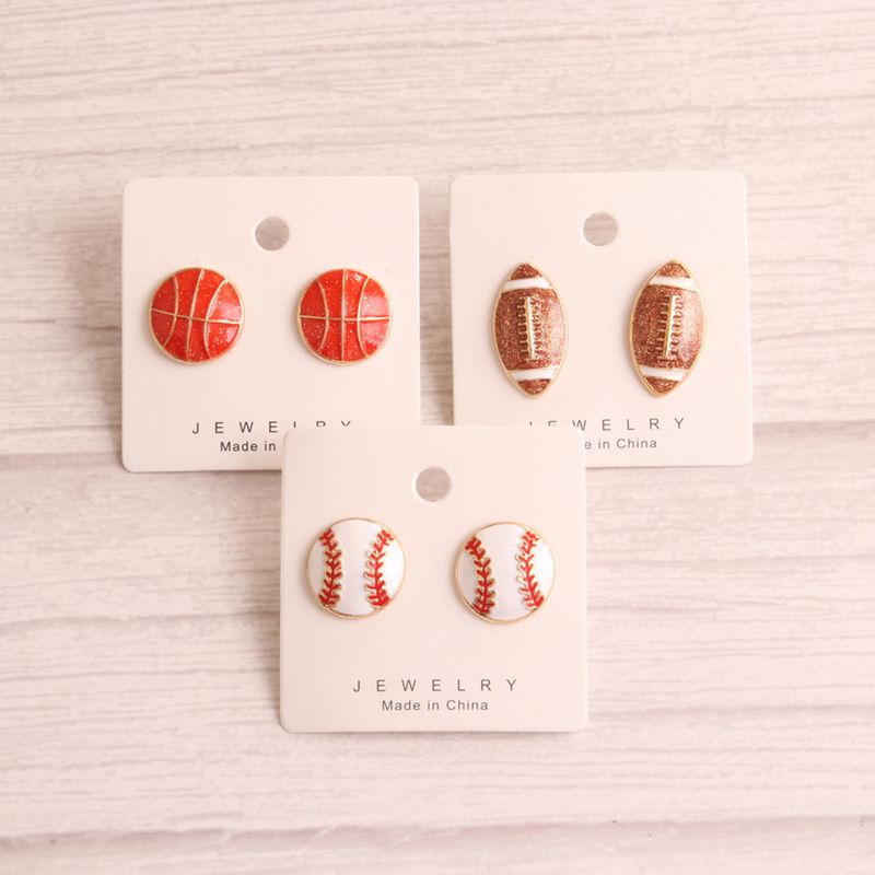 1 Pair Preppy Style Simple Style Sports Baseball Rugby Basketball Enamel Alloy Ear Studs