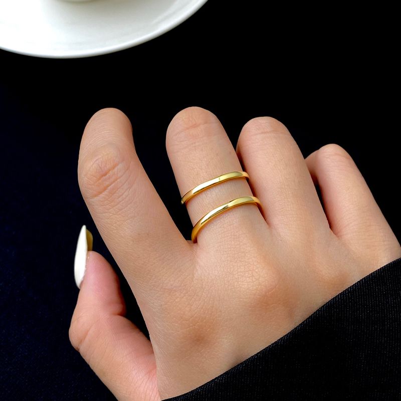Elegant Einfacher Stil Einfarbig Sterling Silber Überzug Vergoldet Offener Ring