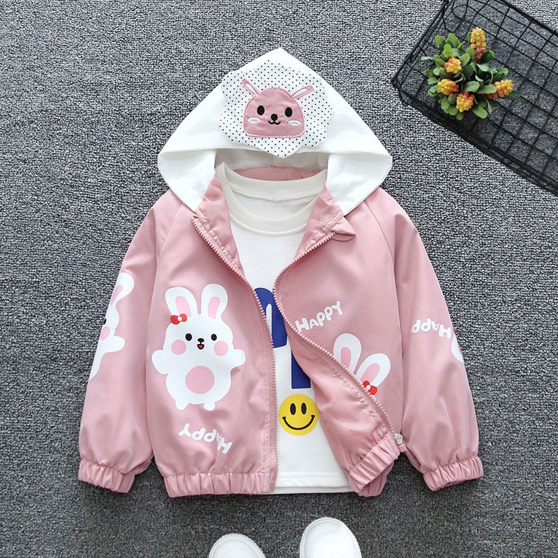 Casual Simple Style Rabbit Cotton Blend Girls Outerwear