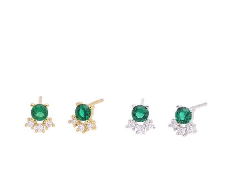1 Pair Vintage Style Geometric Color Block Plating Inlay Sterling Silver Zircon White Gold Plated Ear Studs