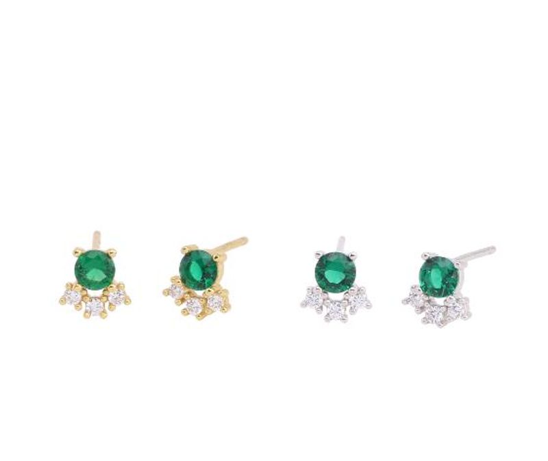 1 Par Estilo Vintage Geométrico Bloque De Color Enchapado Embutido Plata Esterlina Circón Blanco Oro Plateado Pendientes