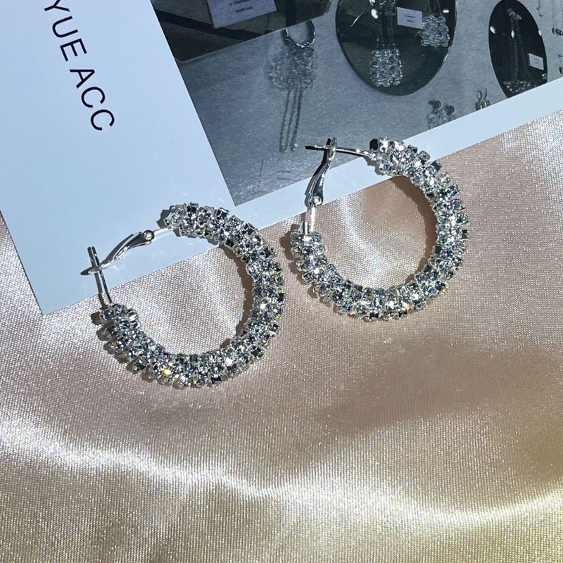 1 Pair Shiny Round Alloy Earrings