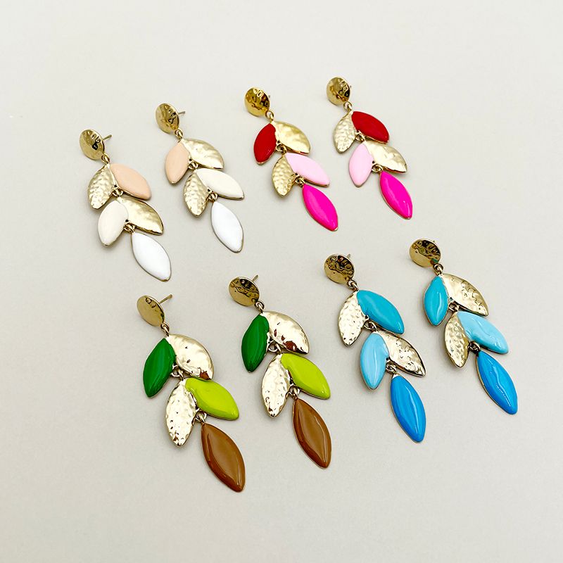 1 Pair Hawaiian Beach Artistic Leaves Plating 304 Stainless Steel 14K Gold Plated Drop Earrings