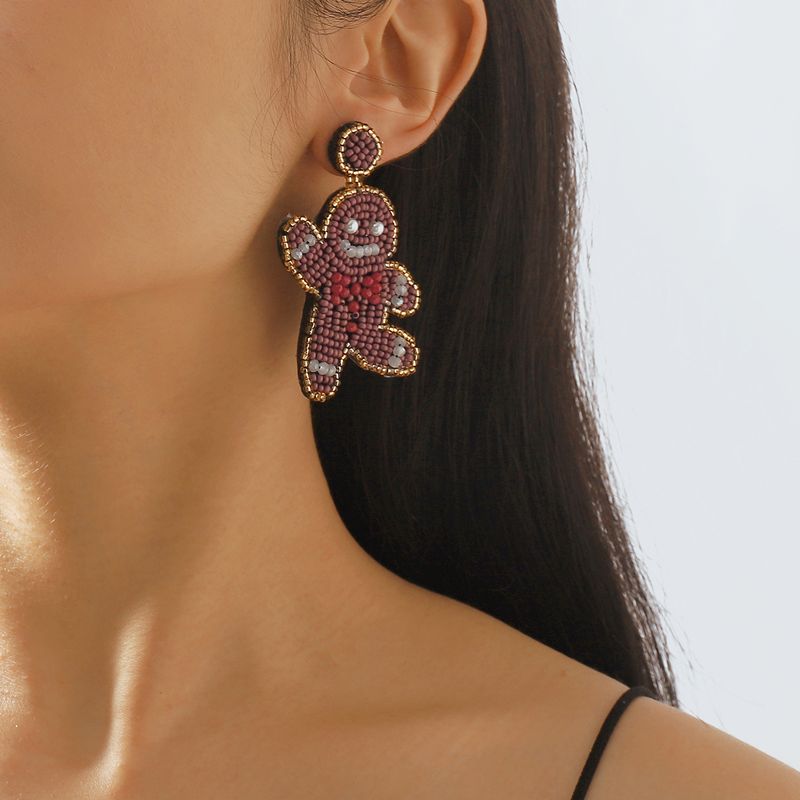 Wholesale Jewelry Elegant Streetwear Gingerbread Pu Leather Drop Earrings