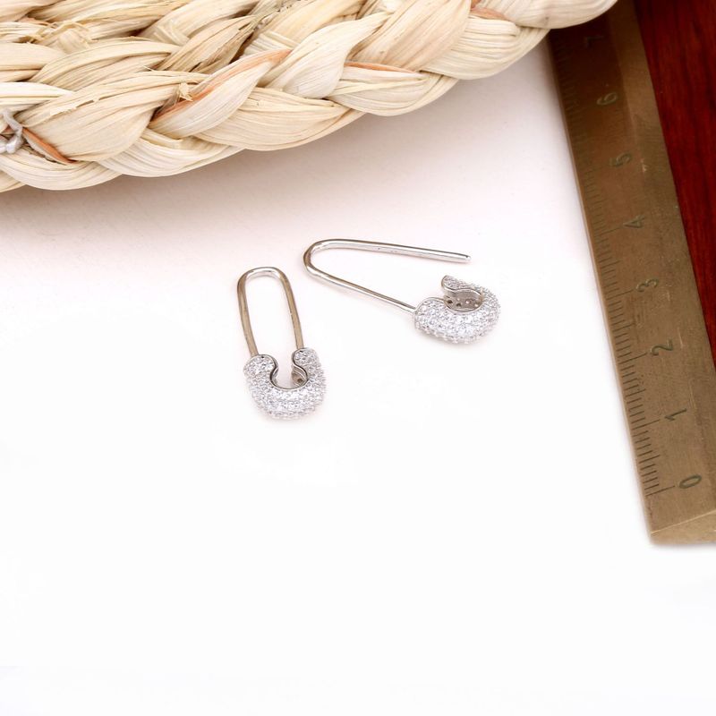 1 Pair Basic U Shape Inlay Sterling Silver Artificial Gemstones Earrings
