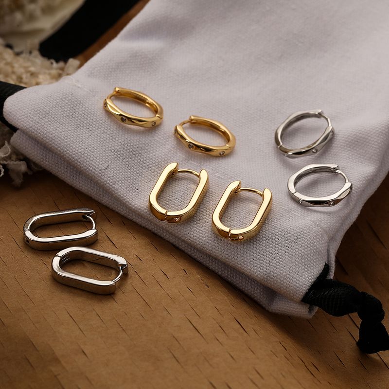 1 Paar Elegant Einfacher Stil Geometrisch Überzug Inlay Kupfer Zirkon 18 Karat Vergoldet Ohrringe