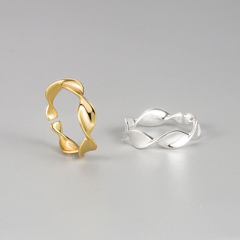 Simple Style Waves Sterling Silver Irregular Rings
