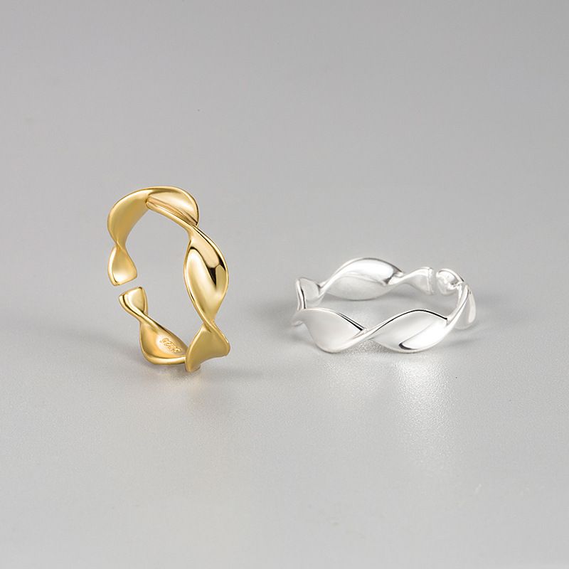 Style Simple Vagues Argent Sterling Irrégulière Anneaux