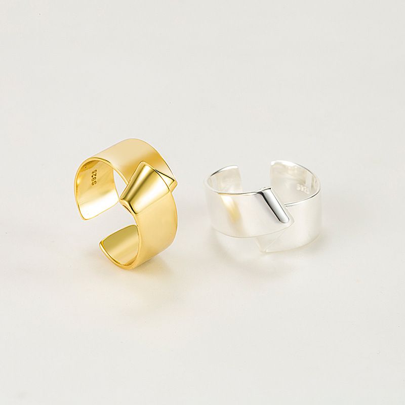 Estilo Simple Color Sólido Plata Esterlina Chapado En Oro Anillos Al Mayoreo