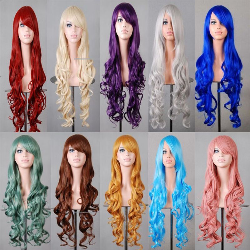 Women's Exaggerated Lolita Party Cosplay High Temperature Wire Side Fringe Long Curly Hair Wigs