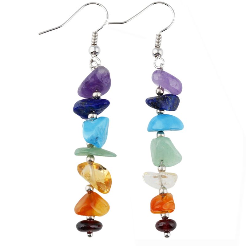 1 Pair Sweet Irregular Colorful Beaded Polishing Crystal Drop Earrings