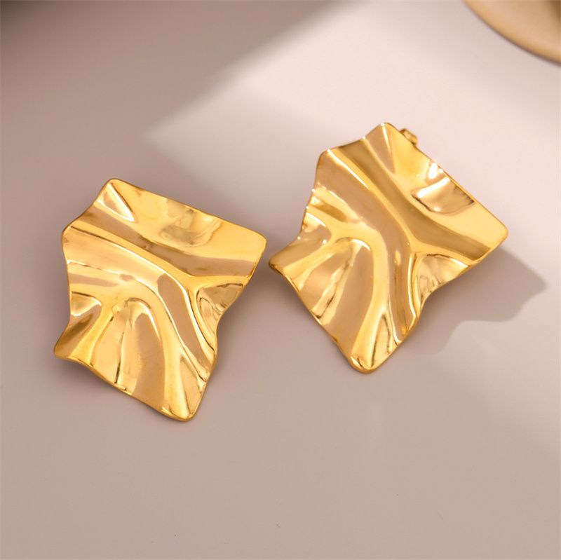 1 Pair Retro Simple Style Irregular Square Plating 201 Stainless Steel 18K Gold Plated Ear Studs