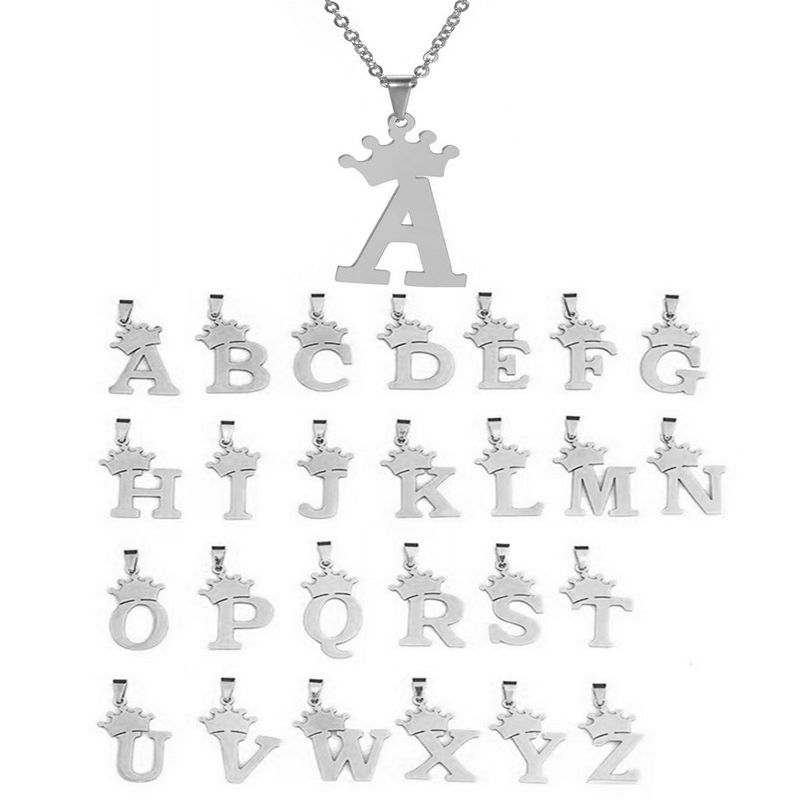 Streetwear Letter Crown Stainless Steel Titanium Steel Polishing Women's Pendant Necklace