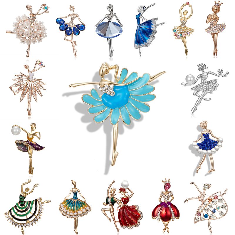 Lady Cartoon Character Alloy Plating Inlay Artificial Diamond Unisex Brooches