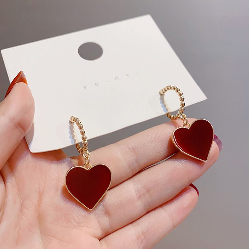 Wholesale Jewelry Casual Sweet Heart Shape Alloy Plating Drop Earrings