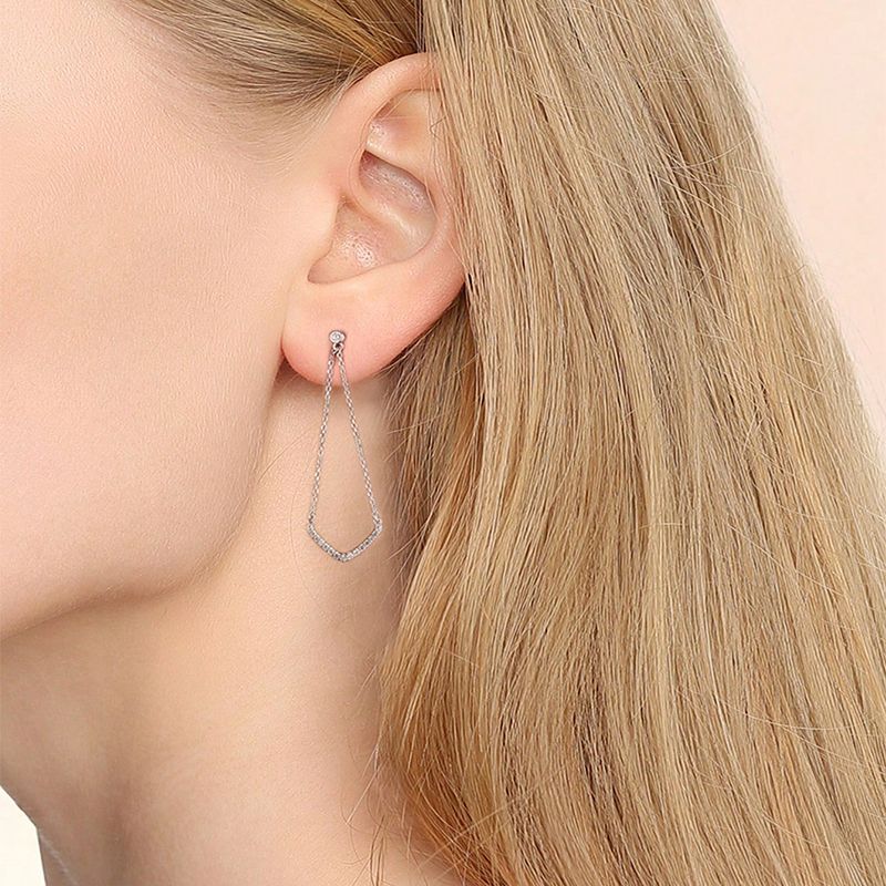 1 Pair Elegant Solid Color Plating Inlay Sterling Silver Zircon Drop Earrings