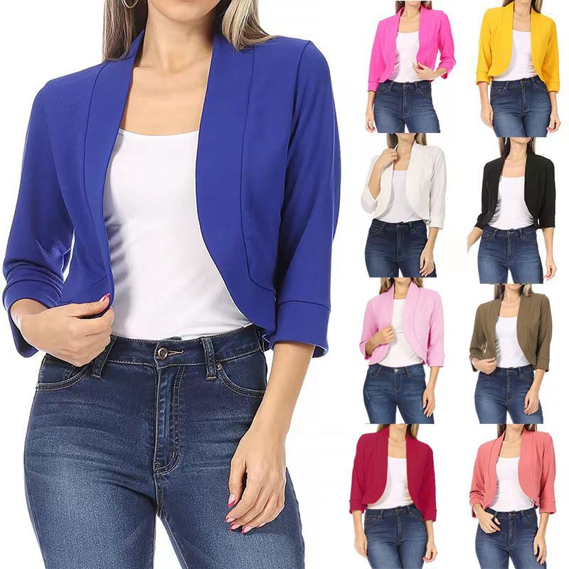 Women's Coat 3/4 Length Sleeve Blazers Business Solid Color