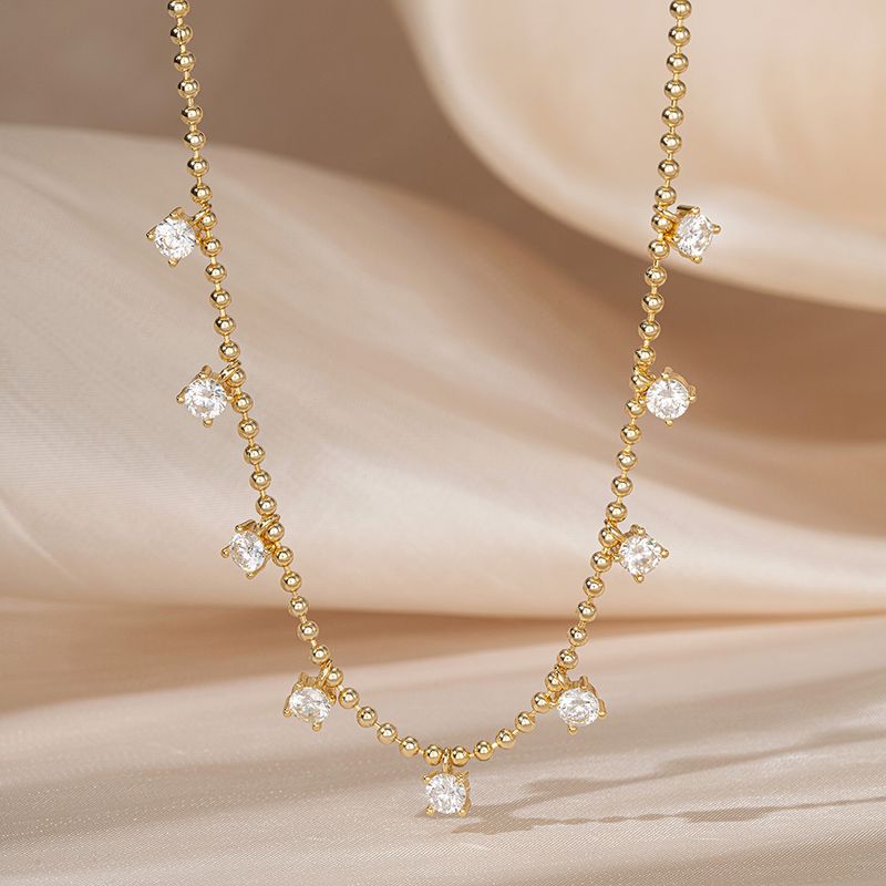 Sexy Romantischer Einfacher Stil Quadratisch Sterling Silber Weiß Gold Vergoldete Rhodium Versilberte Zirkon Halskette In Bulk