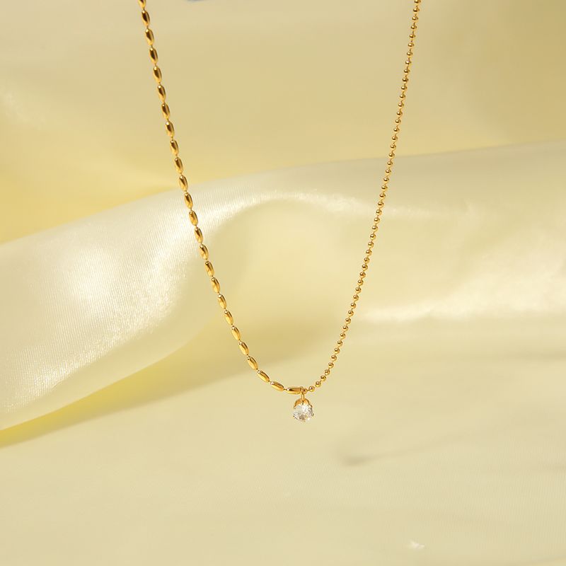 Acero Inoxidable Chapados en oro de 18k Estilo Simple Enchapado Embutido Color Sólido Diamantes De Imitación Collar Colgante