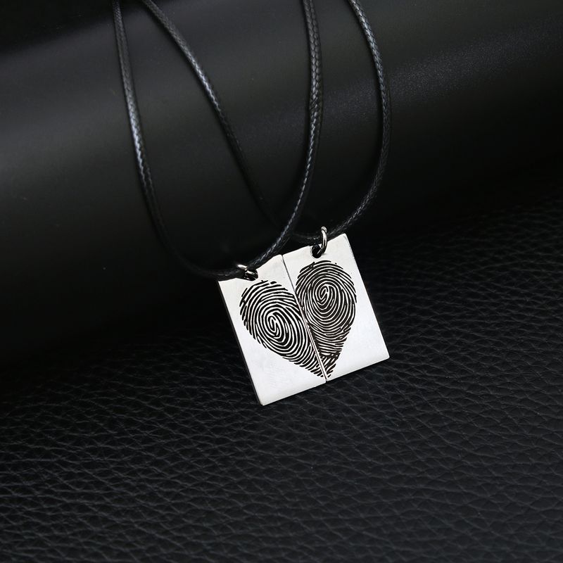 Basic Classic Style Heart Shape Stainless Steel Couple Pendant Necklace