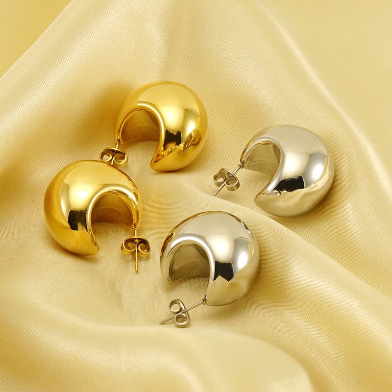 1 Pair Elegant Water Droplets Polishing Plating 304 Stainless Steel 18K Gold Plated Ear Studs