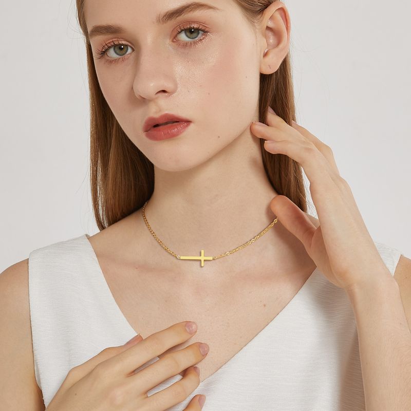 Rostfreier Stahl Vergoldet Einfacher Stil Überzug Einfarbig Halskette